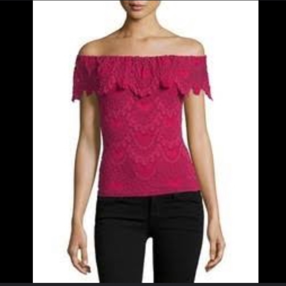 NWT Nightcap red lace top off the shoulder Positano size extra small
